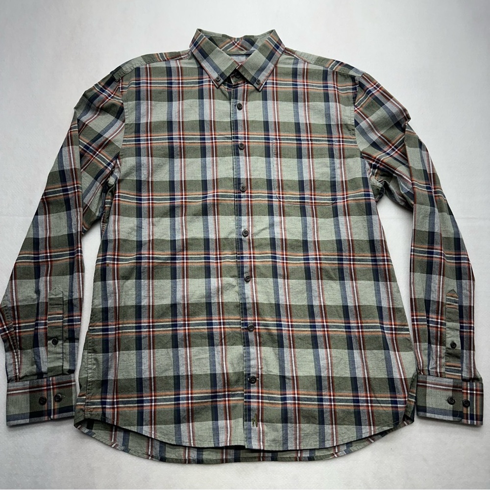 Johnnie-O Shirt Hangin Out Green Plaid Button Down Long Sleeve Men’s Size Medium